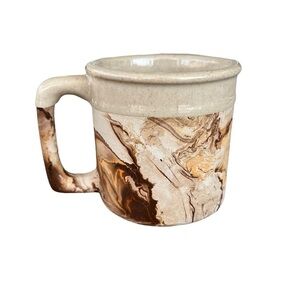 VTG Nemadji Hand Painted Marble Swirl Clay Pottery Coffee Tea Mug Earthy USA GUC
